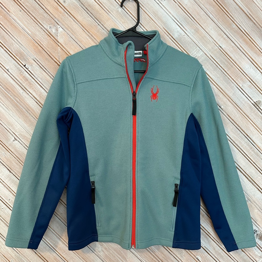 Spyder Kids' Blue Teal Activewear Light Zipper Jacket Youth Large